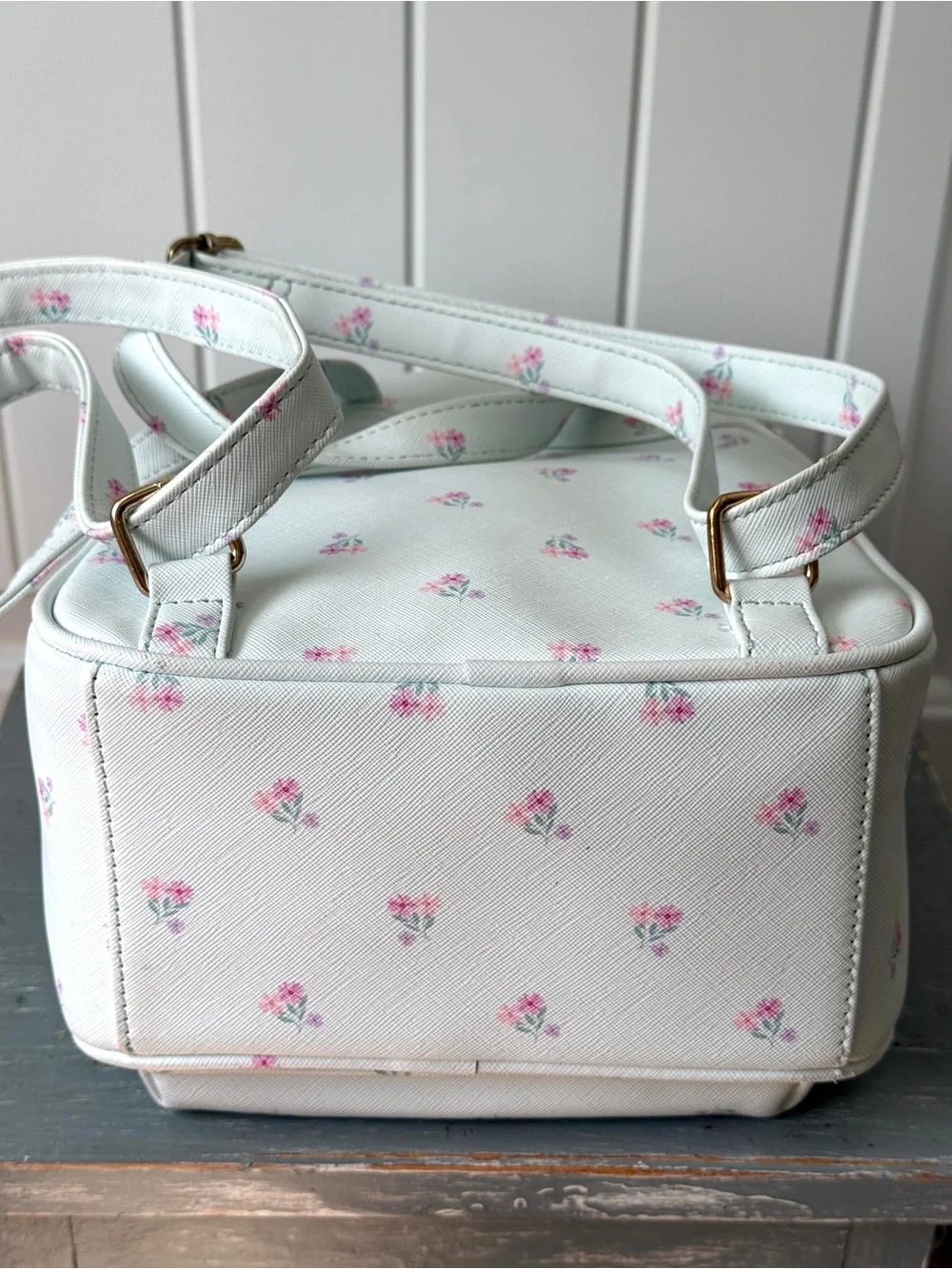 Under One Sky White Floral Mini Backpack Handbag Pink/White